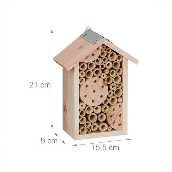 Insekthotell, Trä, 21x15,5x9 cm, Natur, Kodustaar