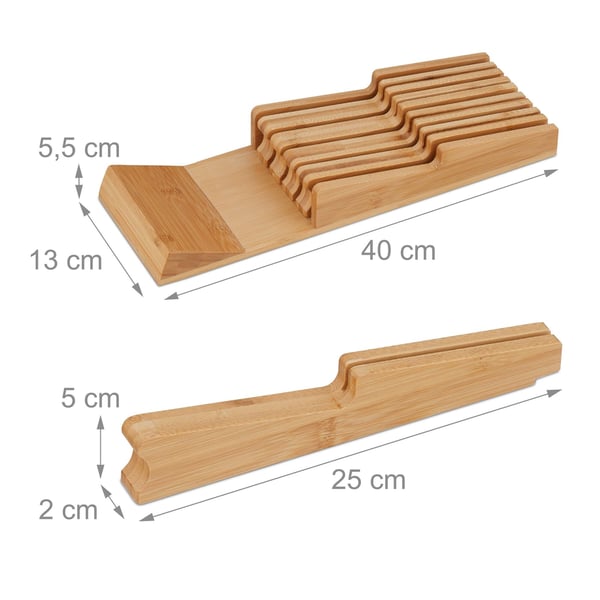 Skuffe Knivorganisator, Bambus, 5.5x13x40 cm, Natur, Kodustaar