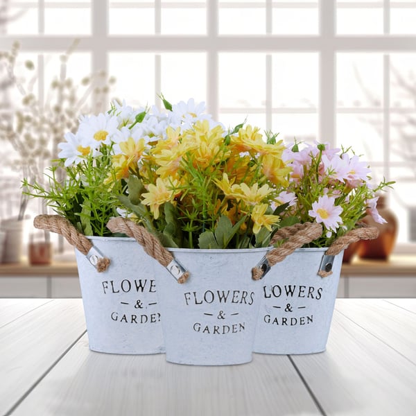 Kunstig blomsterbuket, 20x15 cm, Hvid, Kodustaar