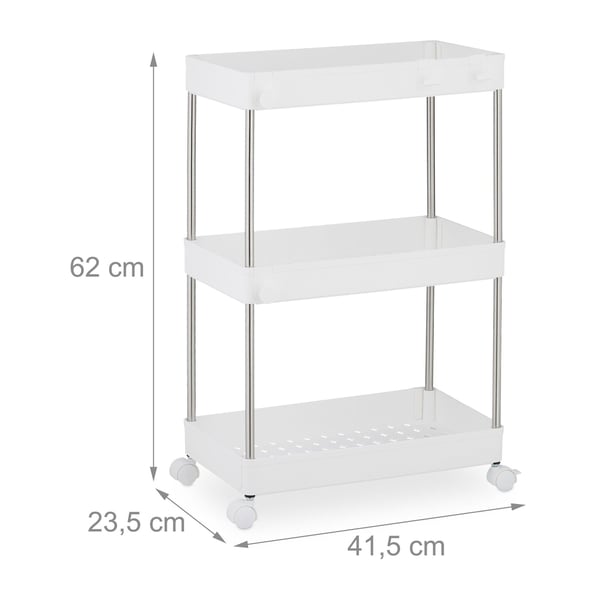 Opbevaringsvogn, 62x41.5x23.5 cm, Hvid, Plast