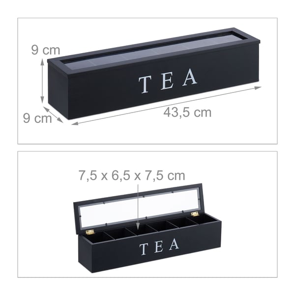 Te-organisator, 9x43,5x9 cm, Sort, Kodustaar