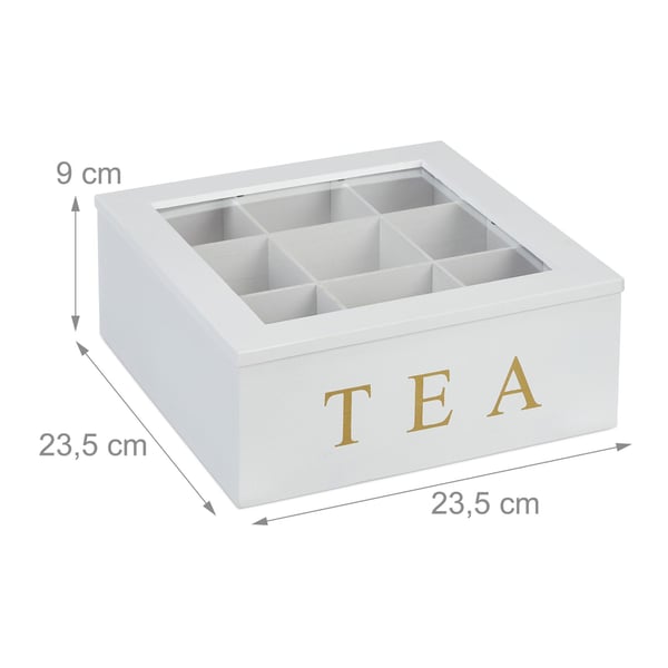 Te-organisator, 9 fack, 9x23,5x23,5 cm, vit
