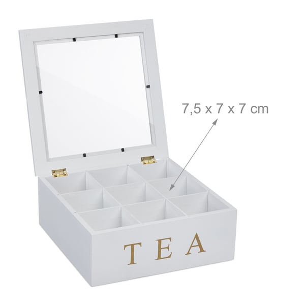 Te-organisator, 9 fack, 9x23,5x23,5 cm, vit