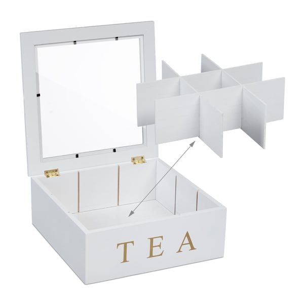 Te-organisator, 9 fack, 9x23,5x23,5 cm, vit