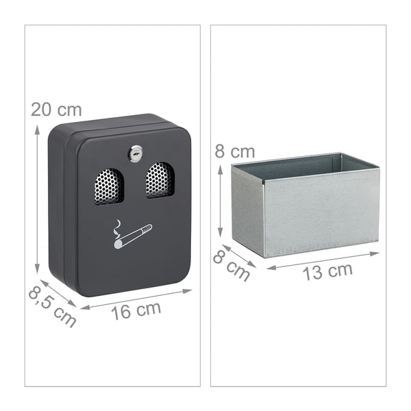 Utomhus askkopp, 20x16x8,5 cm, Antracit, Kodustaar
