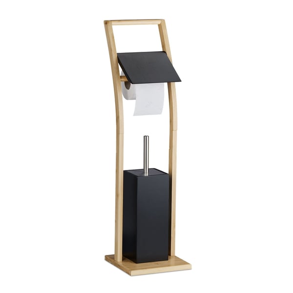 Toiletbørste og toiletpapirholder sæt, 74x20x20 cm, Sort