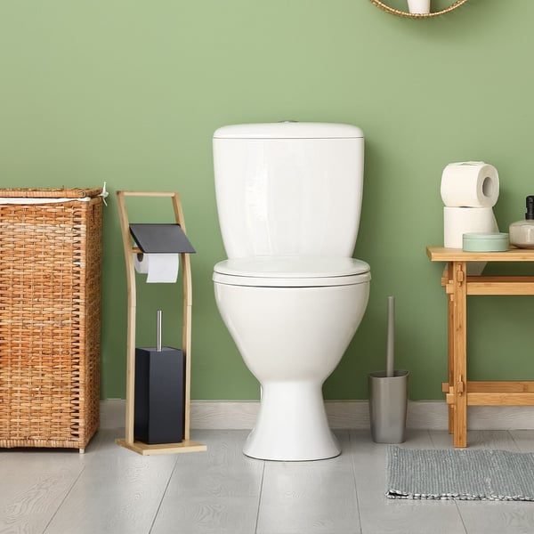 Toiletbørste og toiletpapirholder sæt, 74x20x20 cm, Sort