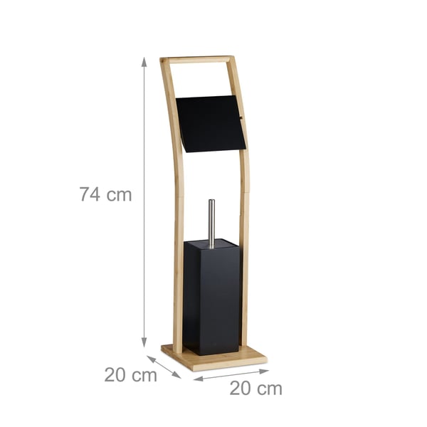 Toiletbørste og toiletpapirholder sæt, 74x20x20 cm, Sort