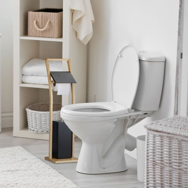 Toiletbørste og toiletpapirholder sæt, 74x20x20 cm, Sort