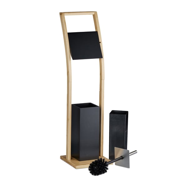 Toiletbørste og toiletpapirholder sæt, 74x20x20 cm, Sort