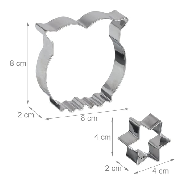 Kakformset, 4-8x2 cm, Silver, Rostfritt stål, Kodustaar