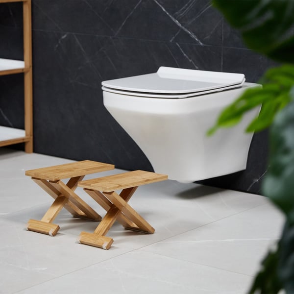 Toiletskammel, Justerbar 2-delt Bambus, 12x31 cm, Natur
