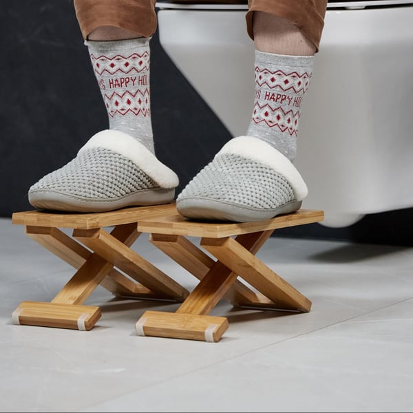 Toiletskammel, Justerbar 2-delt Bambus, 12x31 cm, Natur