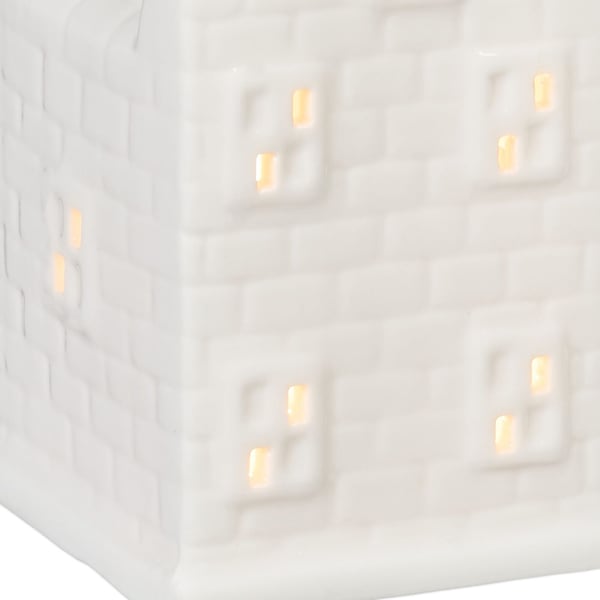Kynttilänpidike, Posliinitalo, 11x7x6,5 cm, Valkoinen, Kodustaar