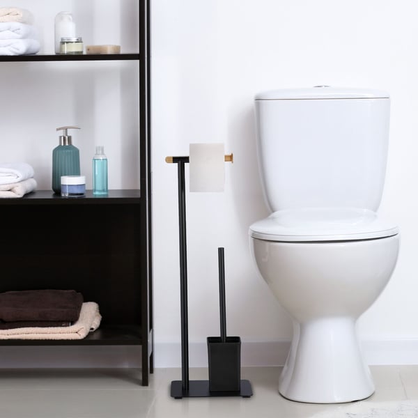 Toiletbørste- og toiletpapirholder sæt, 64,5x22x18 cm, Sort