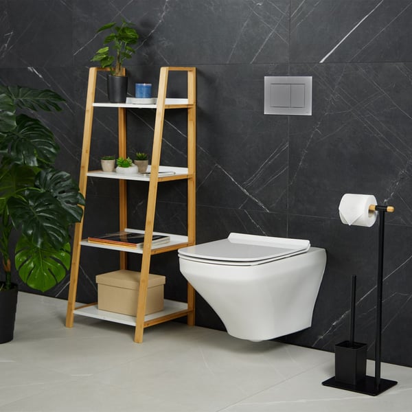 Toiletbørste- og toiletpapirholder sæt, 64,5x22x18 cm, Sort