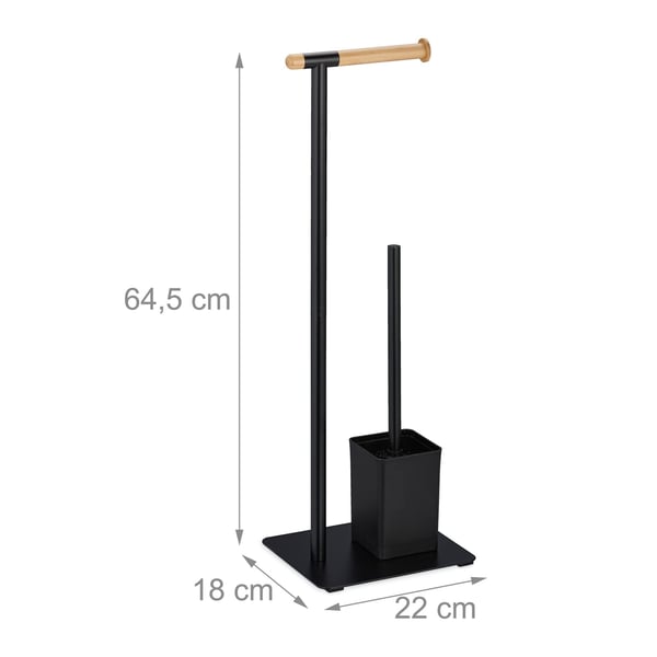 Toiletbørste- og toiletpapirholder sæt, 64,5x22x18 cm, Sort