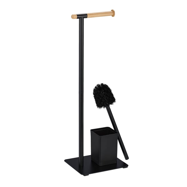 Toiletbørste- og toiletpapirholder sæt, 64,5x22x18 cm, Sort