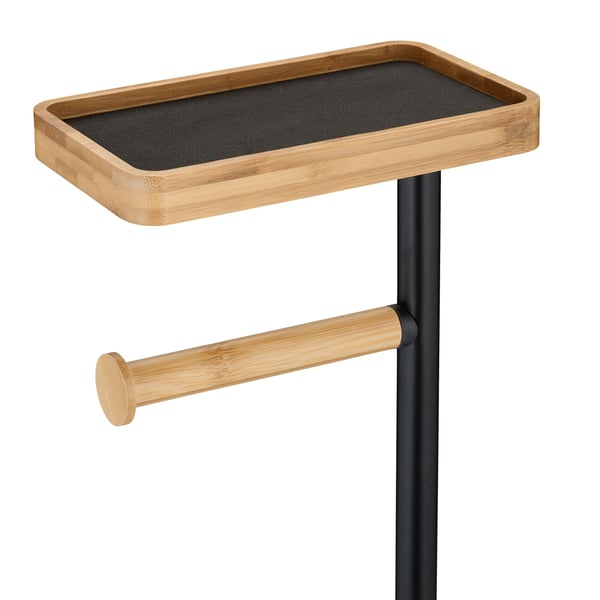 Toiletrulleholder med hylde, 65x22x18 cm, Sort