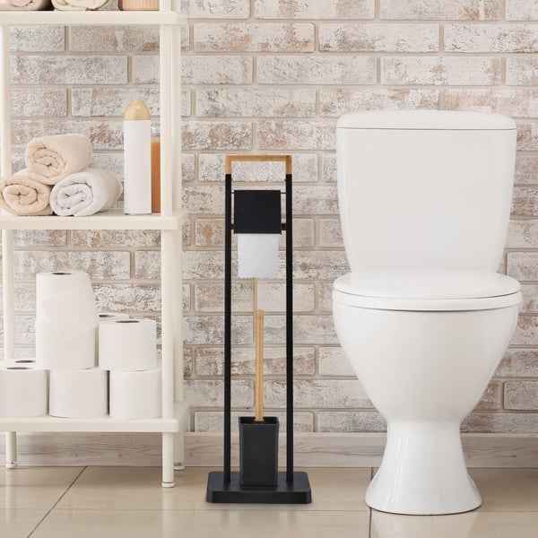 WC-harjan ja paperitelineen setti, 77x23x18 cm, bambu