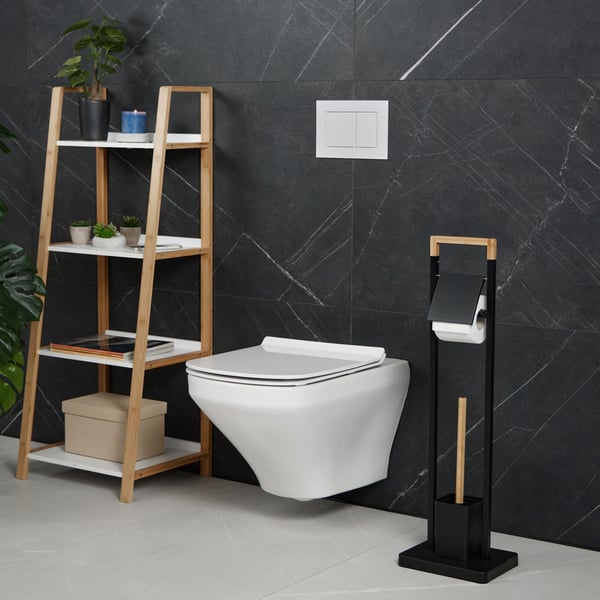 WC-harjan ja paperitelineen setti, 77x23x18 cm, bambu