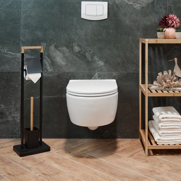 WC-harjan ja paperitelineen setti, 77x23x18 cm, bambu