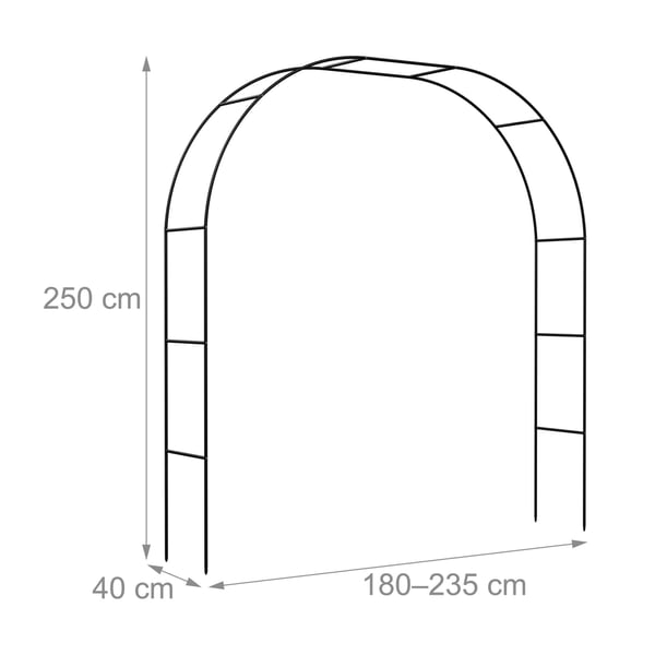 Havebue, Metal, 250x235x40 cm, Sort, Kodustaar