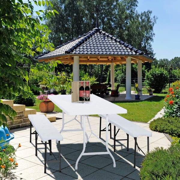 Bänkbord Set, 43x240x30 cm, Vit