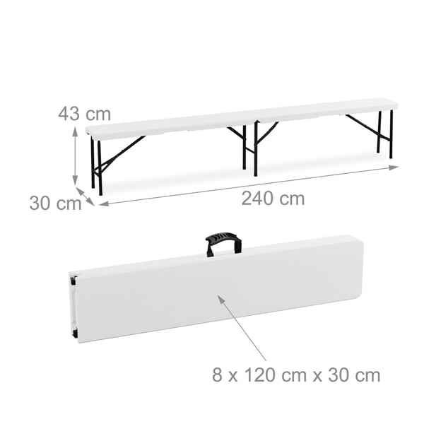 Bänkbord Set, 43x240x30 cm, Vit