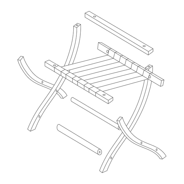 Matkatavarahylly, 75x60x41 cm, Musta