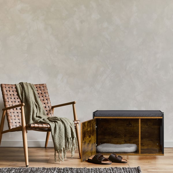 Kissanvessan suojapenkki, 45.5x75x43 cm, musta, ruskea