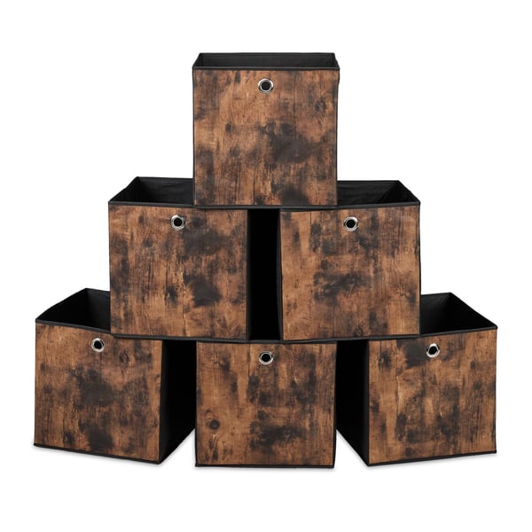 Förvaringskuber set, 26x26x26 cm, svart, brun, Kodustaar