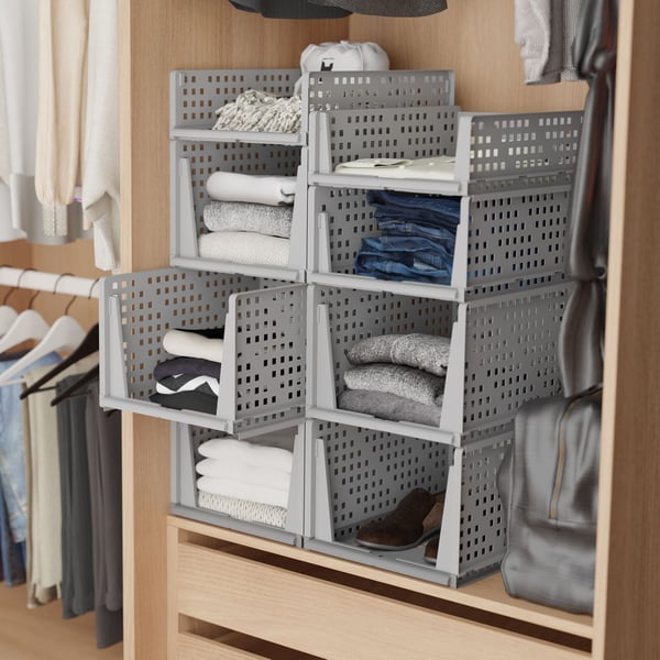 Opbevaringsbokssæt til garderobe, 13x33,5x43,5 cm, plast