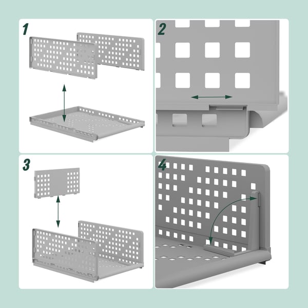 Opbevaringsbokssæt til garderobe, 13x33,5x43,5 cm, plast