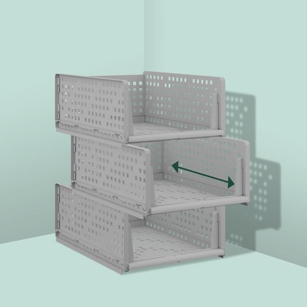 Opbevaringsbokssæt til garderobe, 13x33,5x43,5 cm, plast