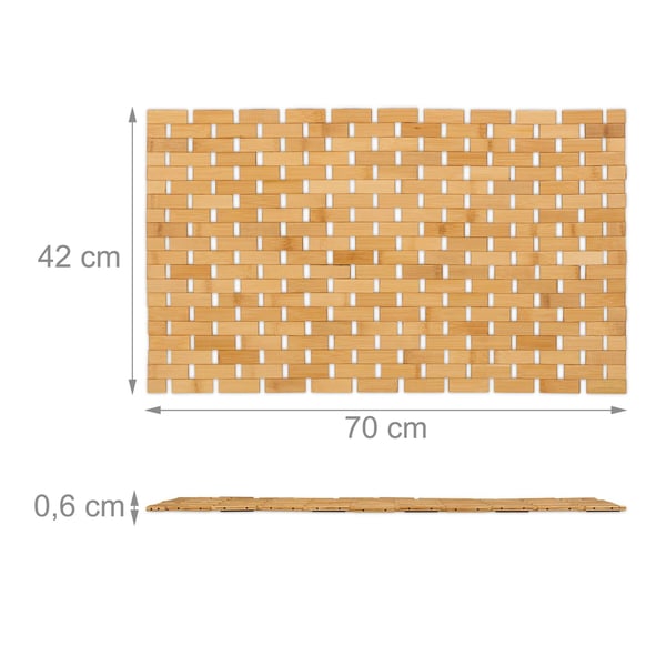 Kylpymatto, bambu, 0,6x70x42 cm, luonnollinen