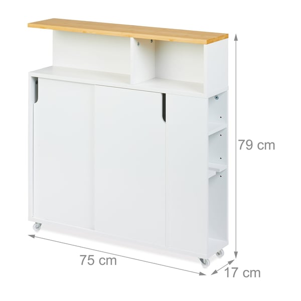 Rullebord, 79x17x75 cm, Hvid