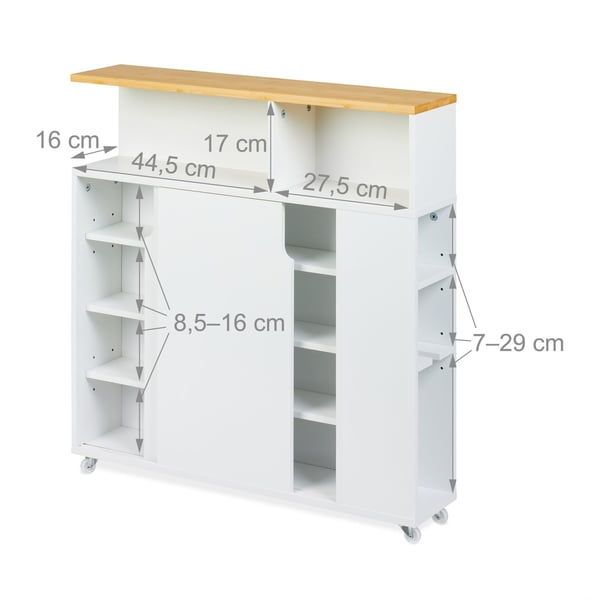 Rullebord, 79x17x75 cm, Hvid