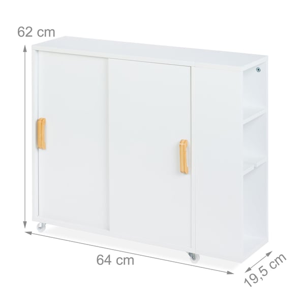 Rullebord, 62x19,5x64 cm, Hvid, Kodustaar