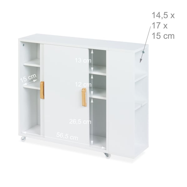 Rullebord, 62x19,5x64 cm, Hvid, Kodustaar