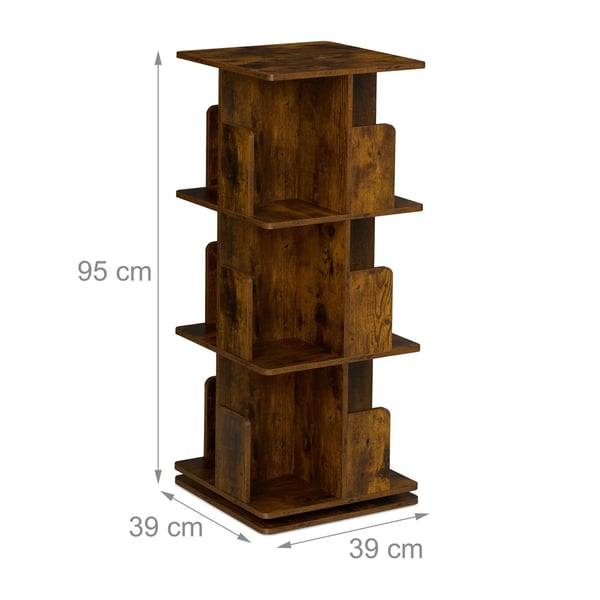 Bogreol, roterende industrielt design, 125,5x39x39 cm, brun, Kodustaar