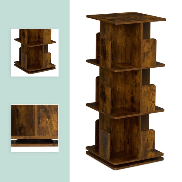 Bogreol, roterende industrielt design, 125,5x39x39 cm, brun, Kodustaar