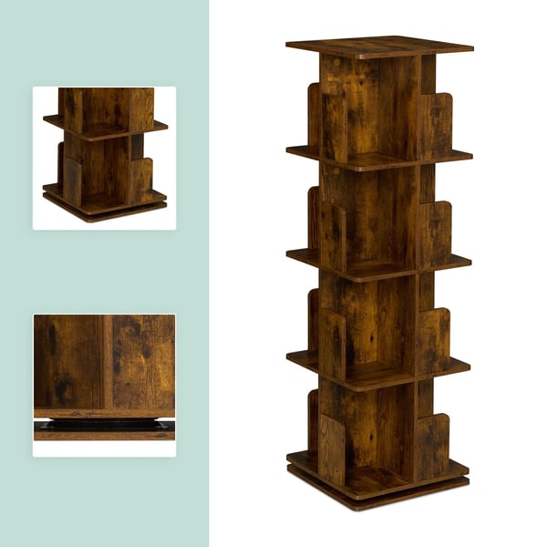 Bokhylla, Roterande Industriell Design, 125,5x39x39 cm, Brun, Kodustaar