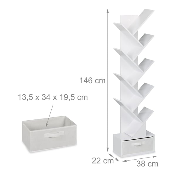 Bogreol, 146x38x22 cm, Spånplade, nonwoven-stof, pap, Kodustaar