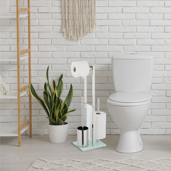 WC-paperiteline ja harjasetti, 64,5x24x18 cm, hopea