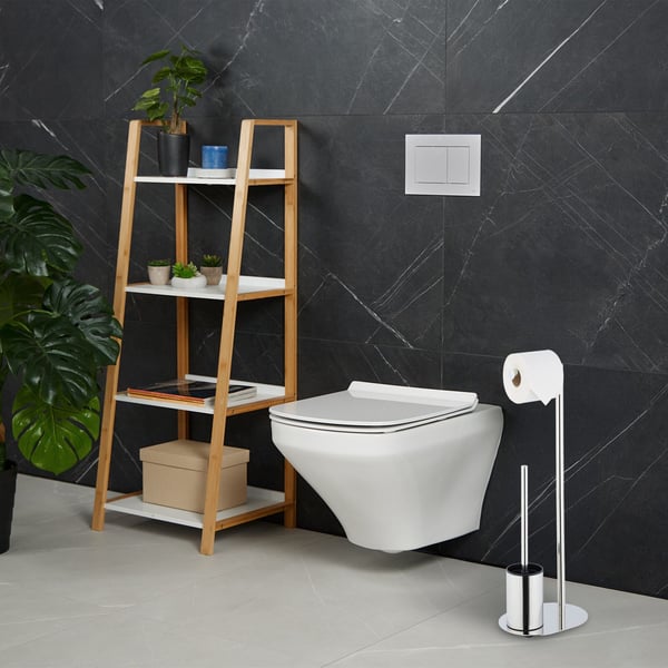 Toiletrulleholder og børstesæt, 63x23x17 cm, Sort