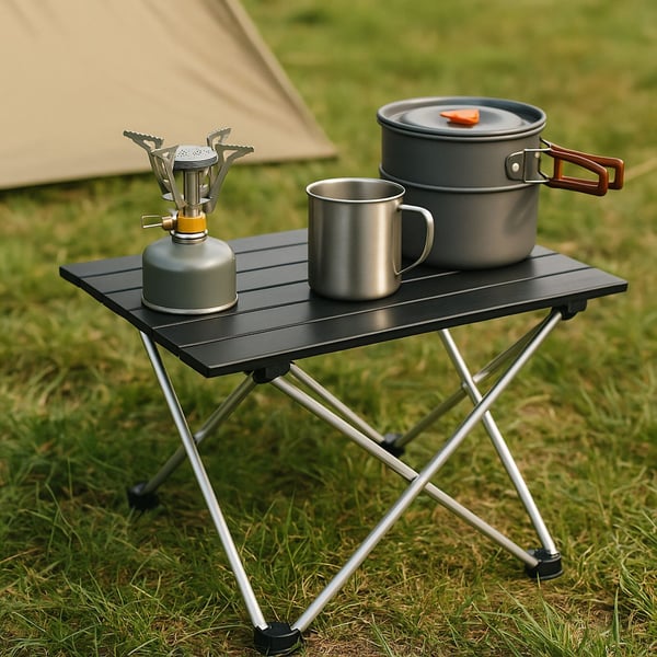 Campingbord, Aluminium, 32x39x34 cm, Sort Sølv, Kodustaar