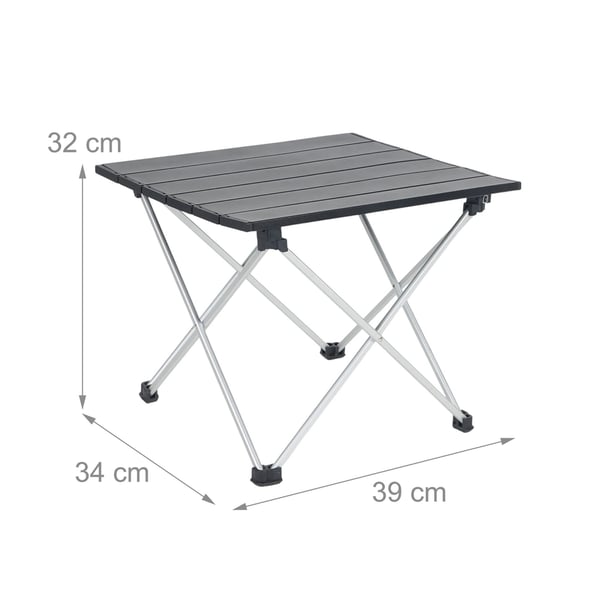 Campingbord, Aluminium, 32x39x34 cm, Sort Sølv, Kodustaar