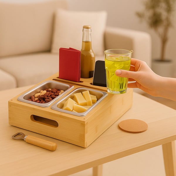Soffbricka för snacks, 8x40x26 cm, naturlig, Kodustaar