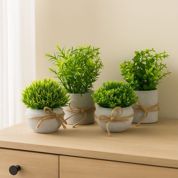 Kunstige planter, 12x10 cm og 18x7,5 cm, grøn, grå, Kodustaar